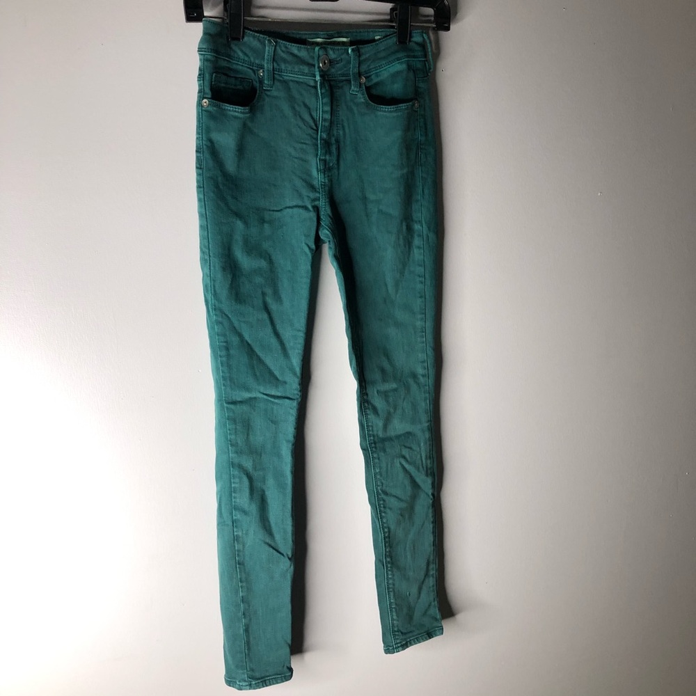 Bullhead Dark Forest Green Highrise Skinny Jeans